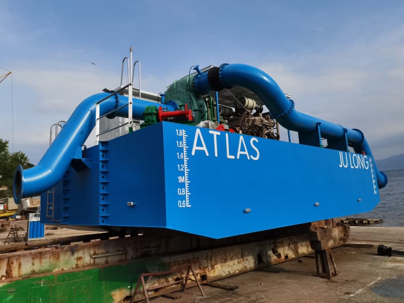 Pływająca stacja pompowa ze wspomaganiem pomp, wydłużająca odległość zrzutu pogłębiarki